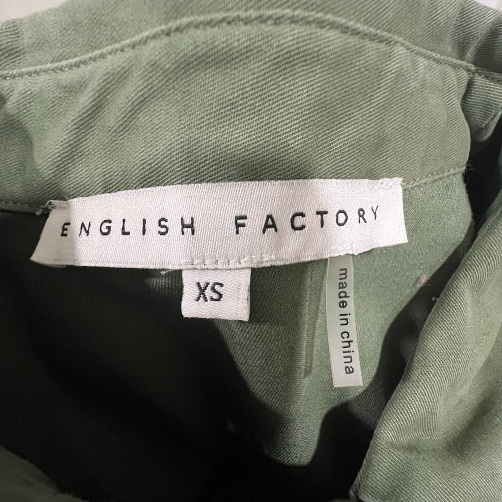 English Factory army green jacket with striped sleeves and black tassels NWOT - Picture 6 of 6